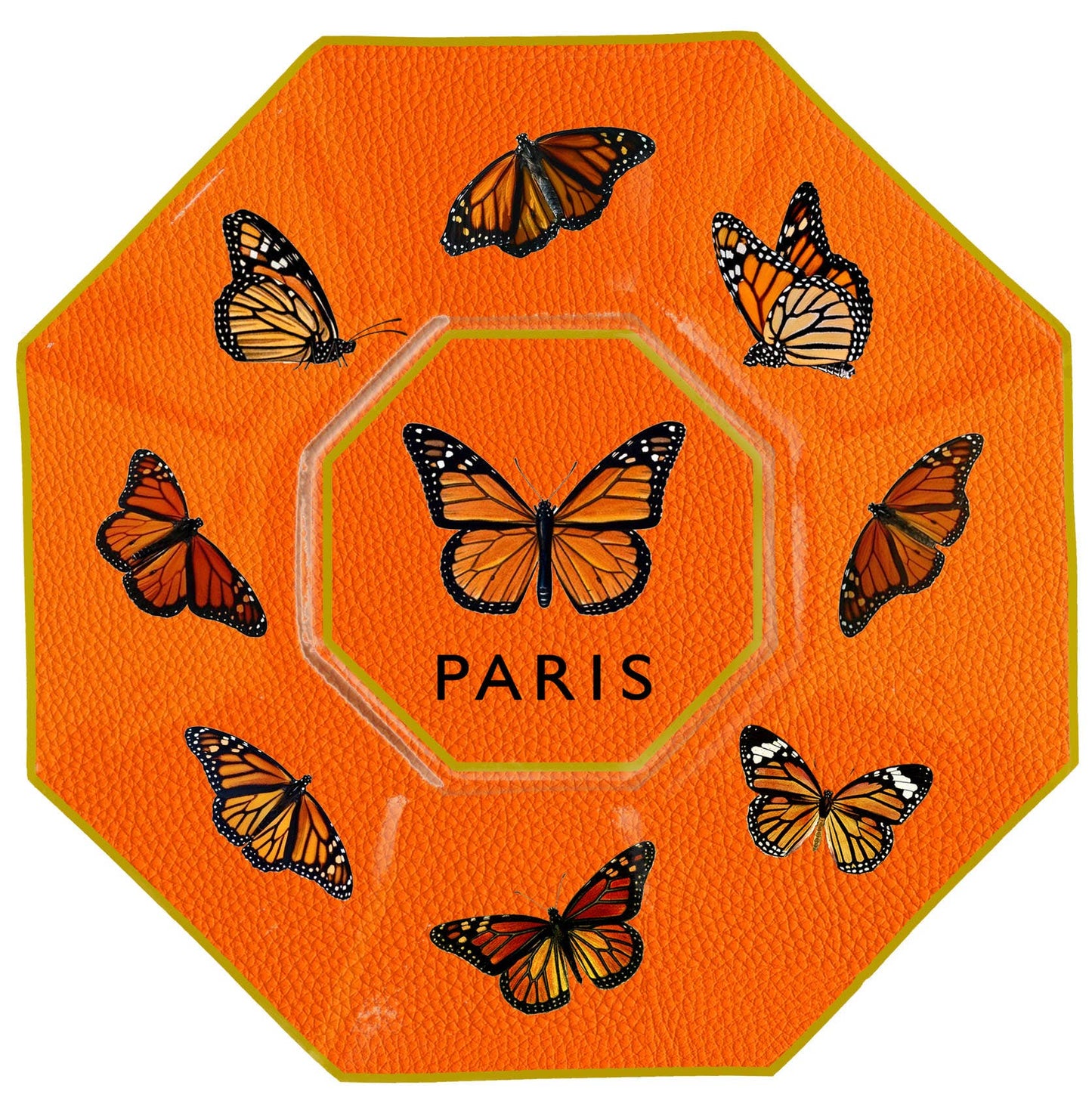 Monarchs Orange Decoupage Glass Plate
