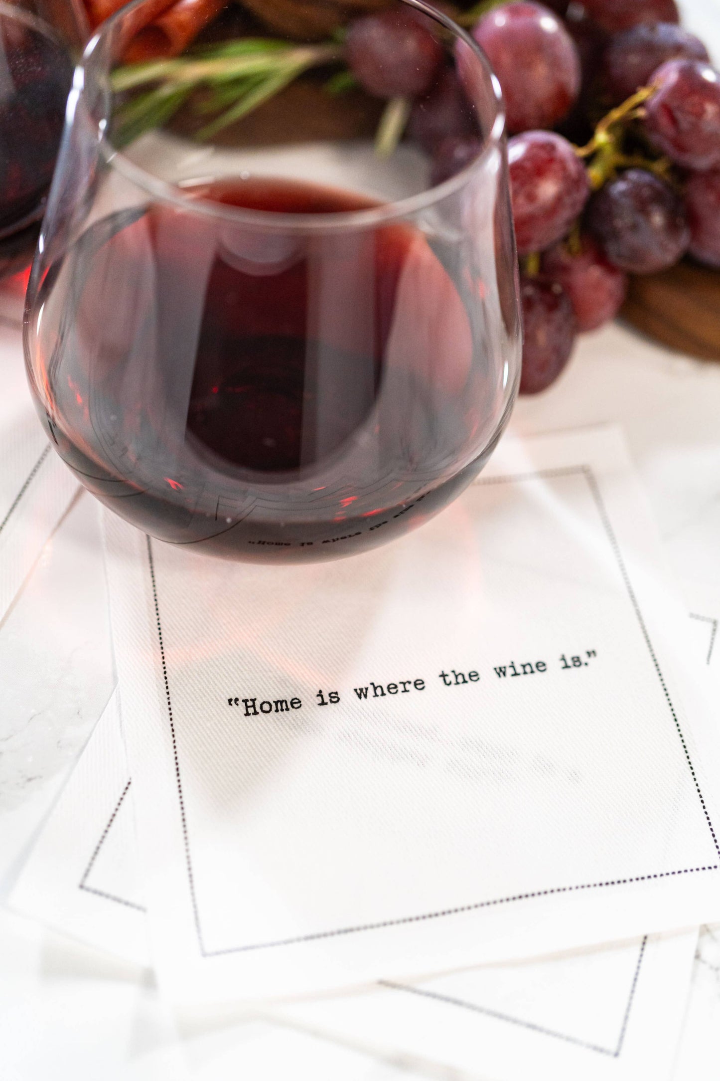 Wine Quotes - White Cotton Cocktail Napkins x 50