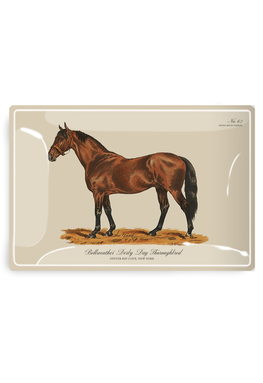 ‘Bellweather’ Derby Day Thoroughbred Decoupage Tray 12 x 20 inches