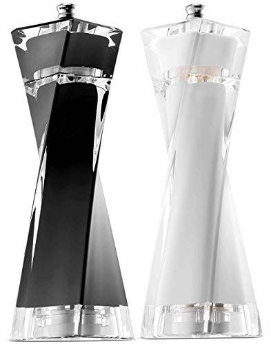 Ceramic Salt and Pepper Grinder Set (Black and White)
