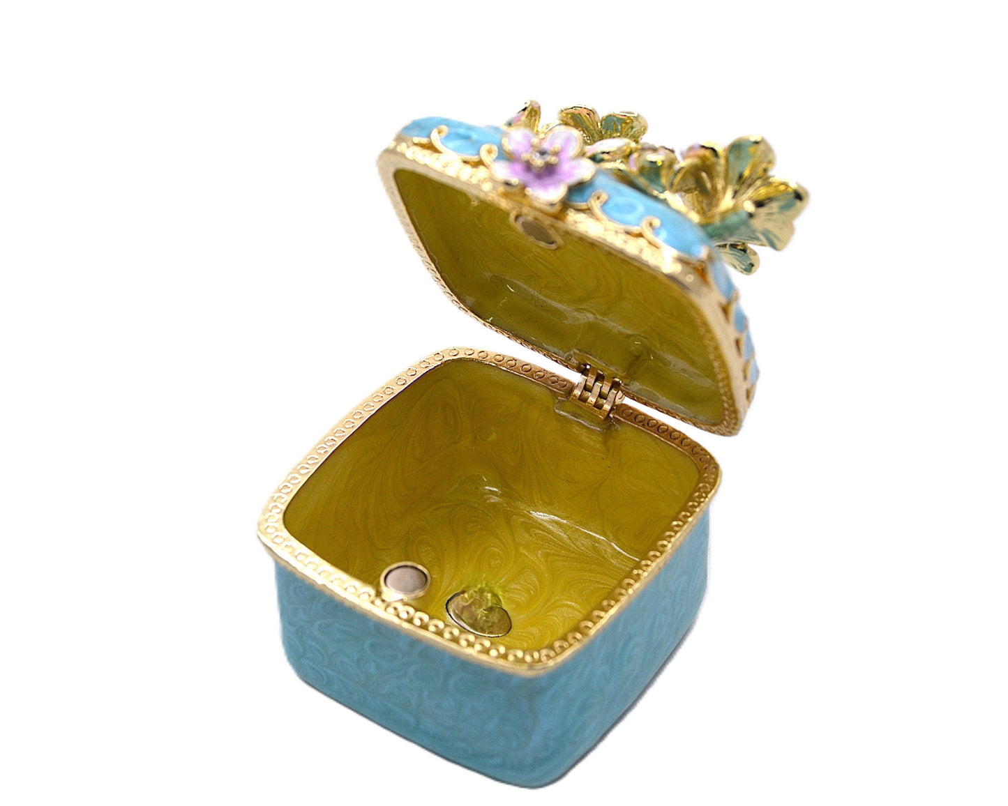 Decorative Cherry Blossom Flower Trinket Box. Hand Crafted