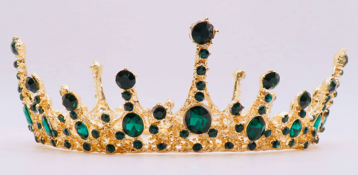 Gold Crown with Green Crystals