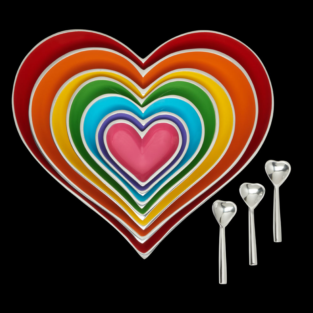 7 Hearts Set with 3 Heart Spoons - Rainbow