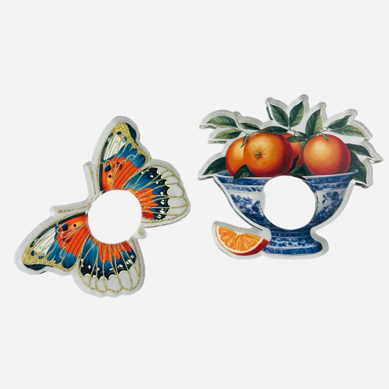 Acrylic Napkin Ring - Orange Butterfly Set of 4