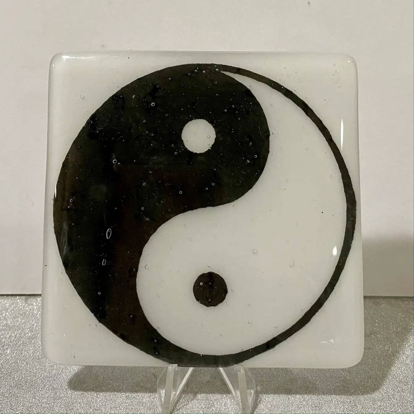 Yin Yang Fused Glass 4" Single Coaster