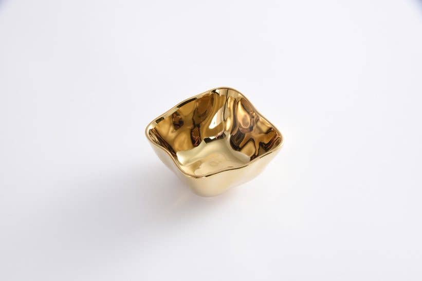 Mini Square Bowl in Gold Porcelain