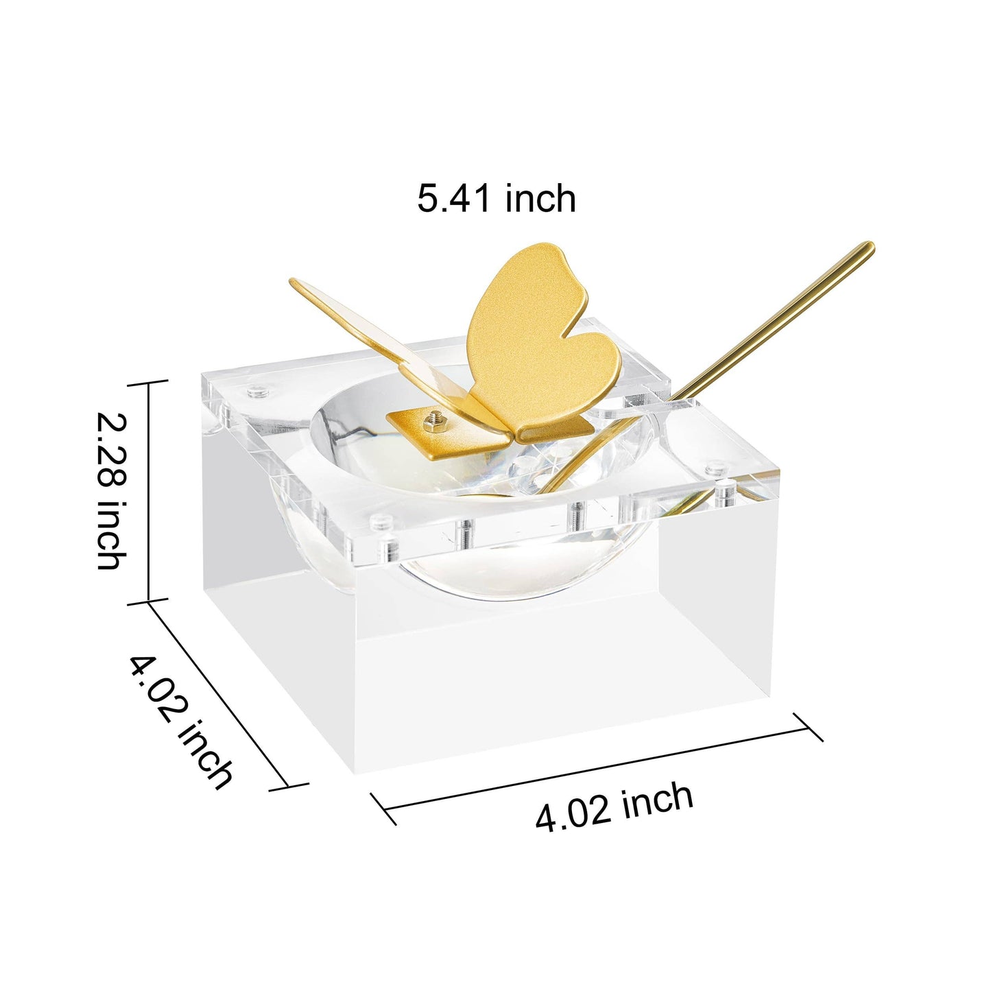 Butterfly Honey Dish with Gold colored Spoon