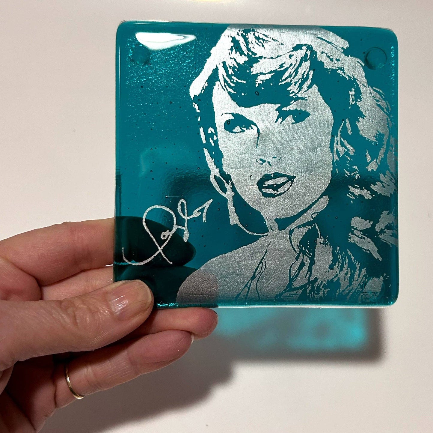 Taylor Swift Fused Glass 4" Single Coaster
