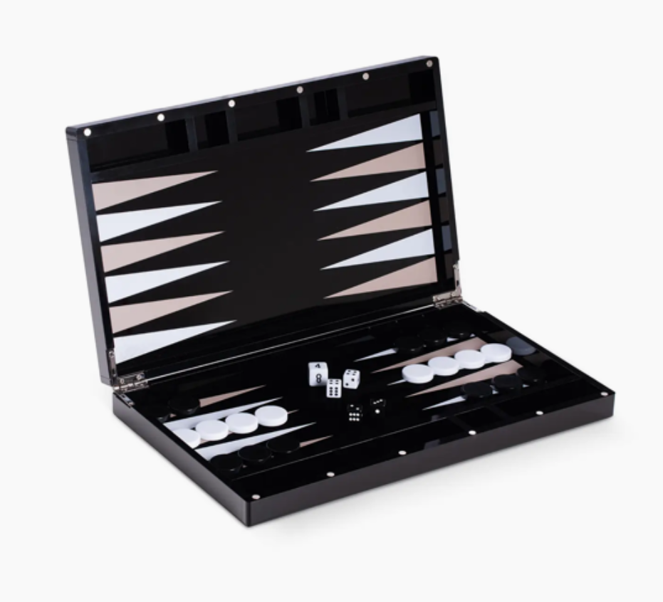 Acrylic 14” Backgammon Set in Black Case