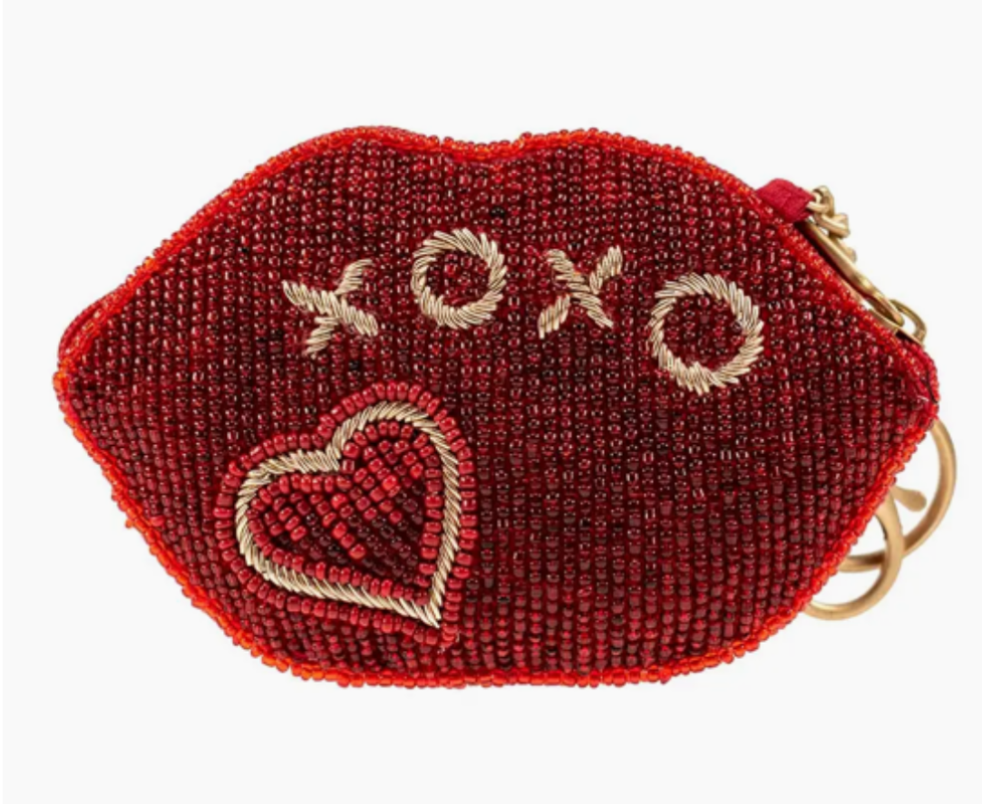 Xoxo Beaded Lips Coin Purse/Key Fob