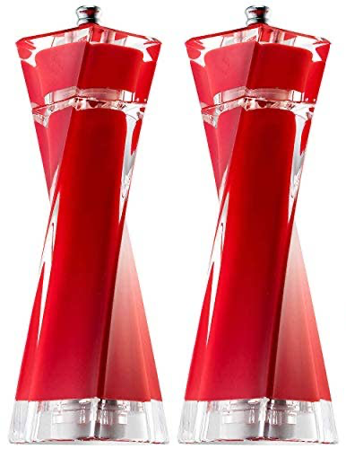 Acrylic Salt and Pepper Grinders, Red, 2 Pk