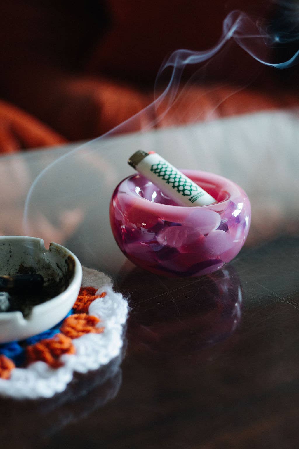 Glass Blown Pink Planet Nest Bowl