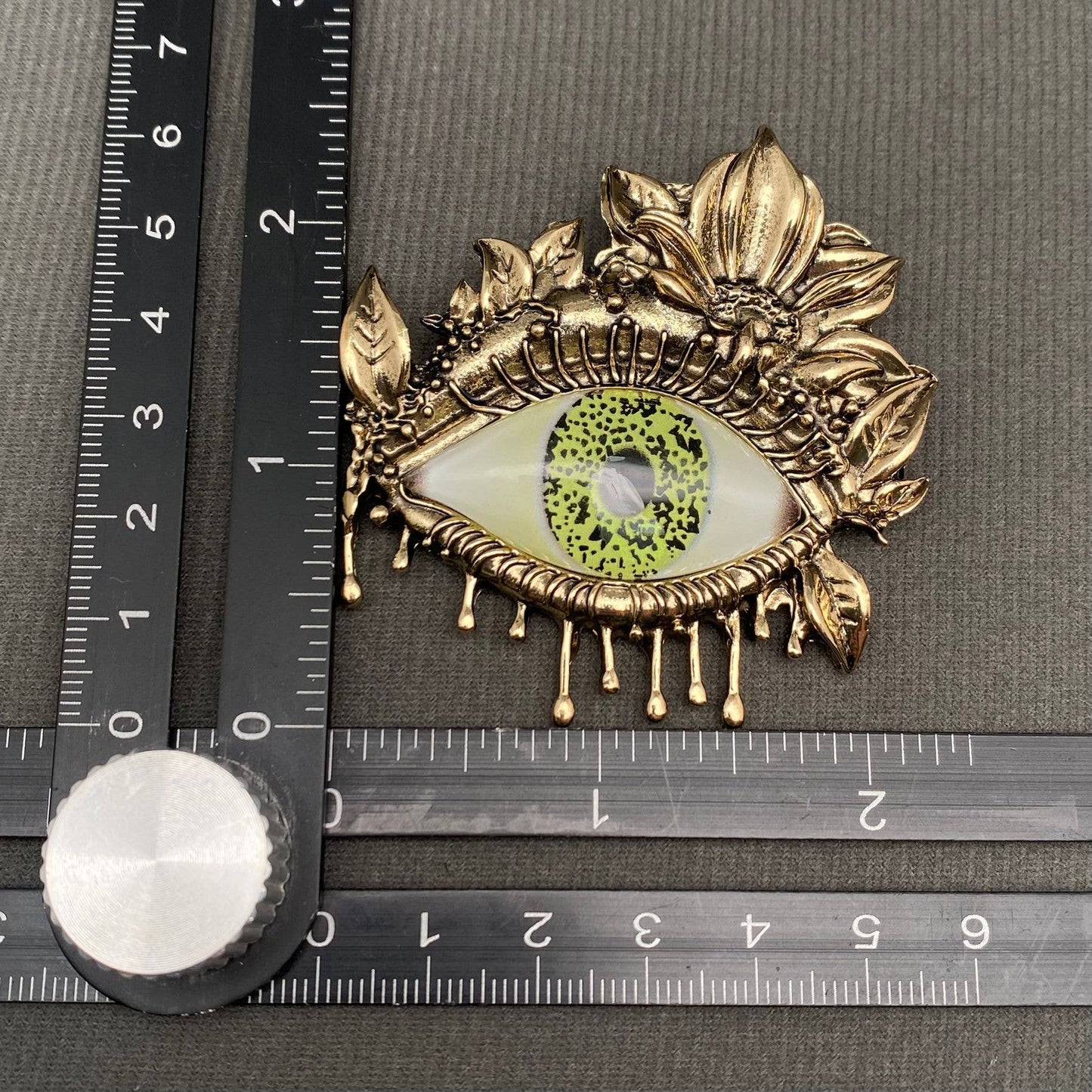 Vintage Green Eye Brooch