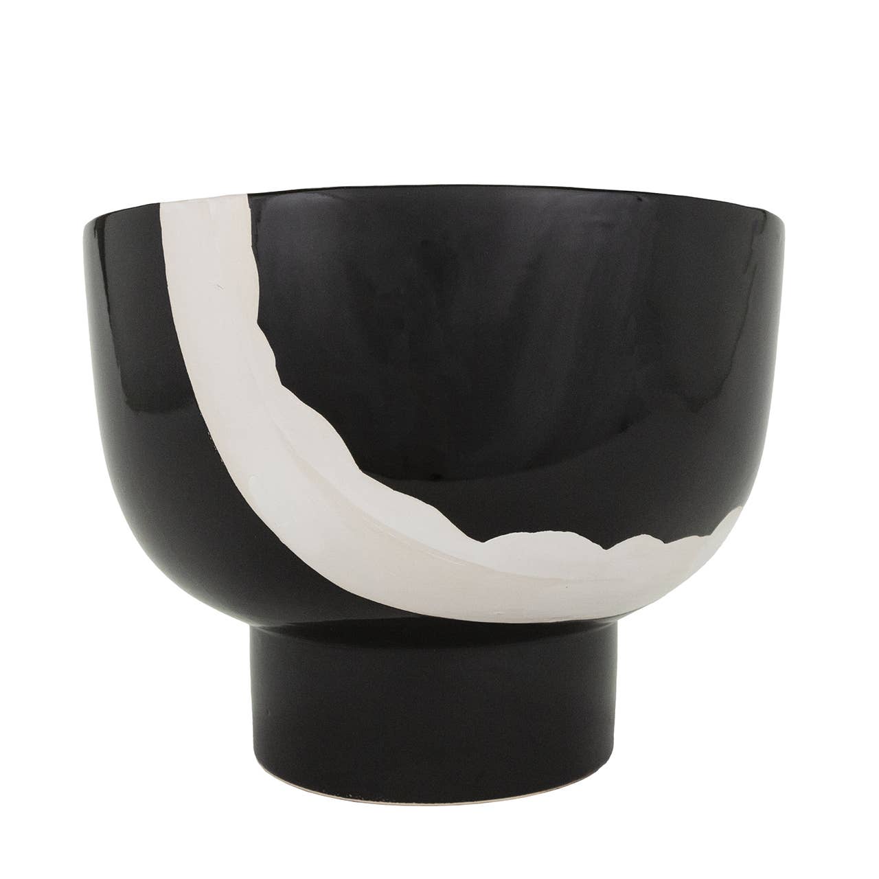 Black and White Stoneware Bowl, 14" dia