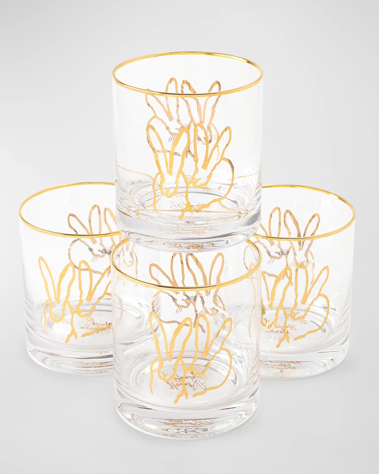 Double Bunny Old-Fashioned Glasses, Set of 4 by Hunt Slonem