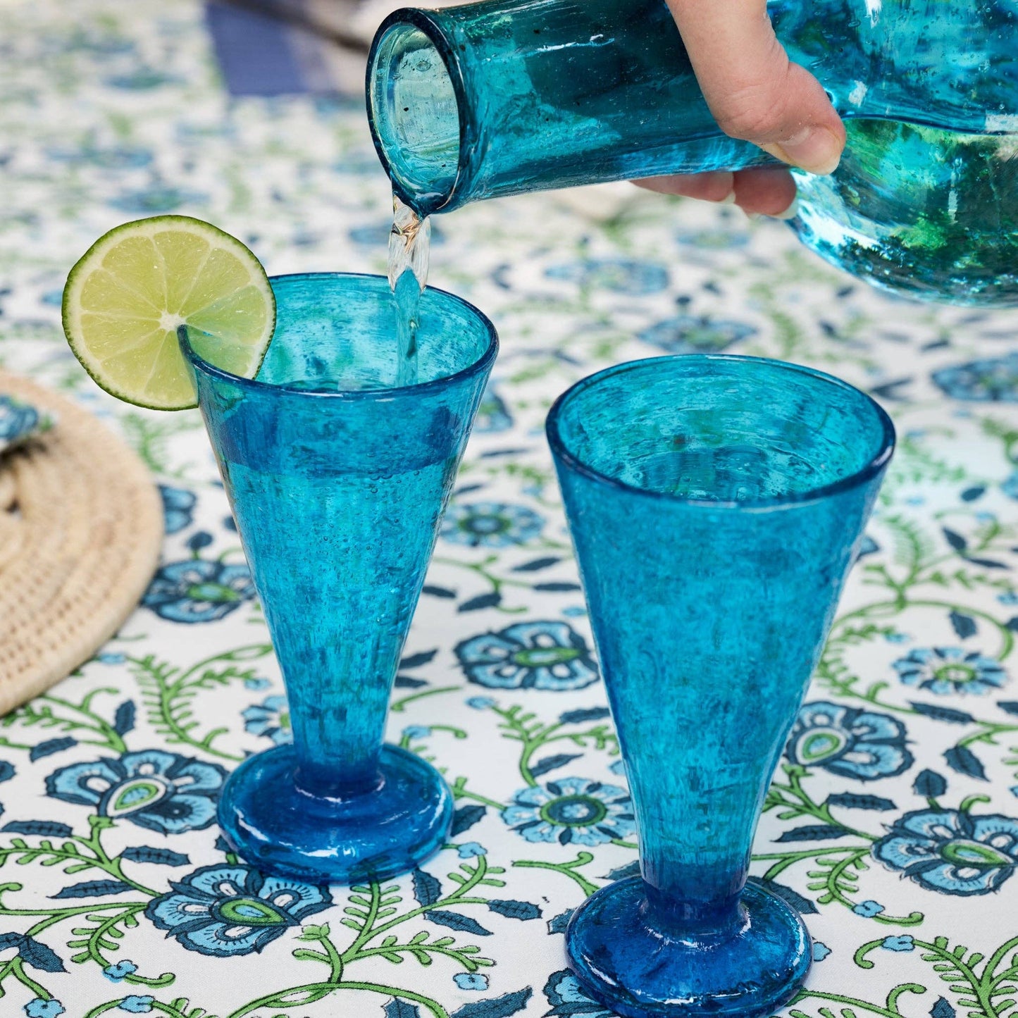 Blue Handblown Cocktail Glass from Egypt