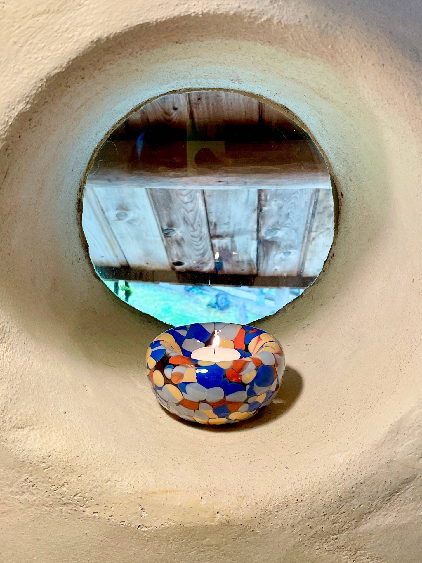 Glass Blown Forever in Blue Edgy Bubble Bowl