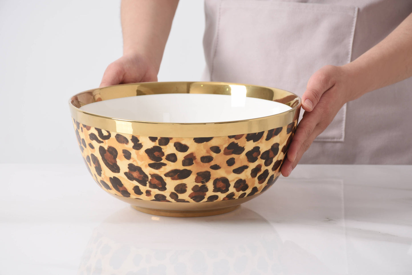 Large Leopard Bowl in Porcelain
