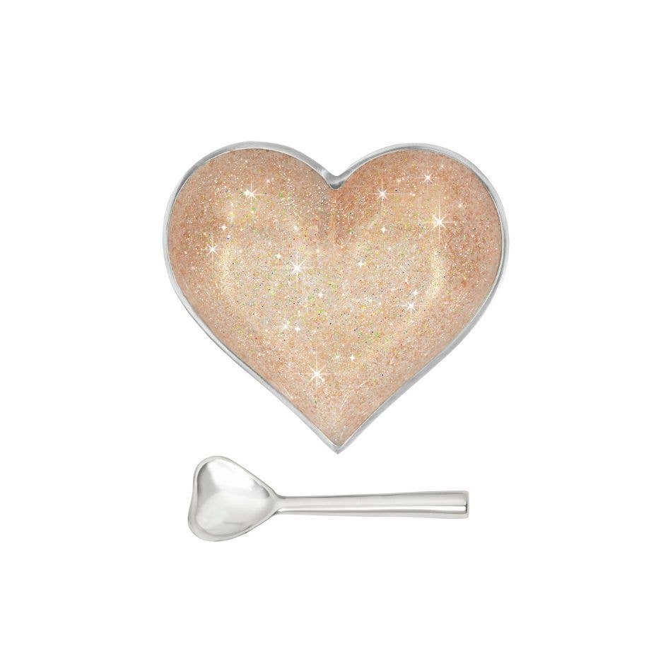 Happy Sparkly Gold Heart with Heart Spoon