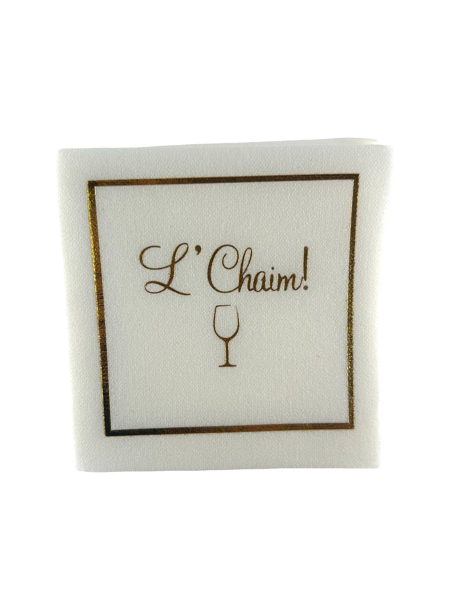 Linen-Feel Cocktail Napkins, L'Chaim