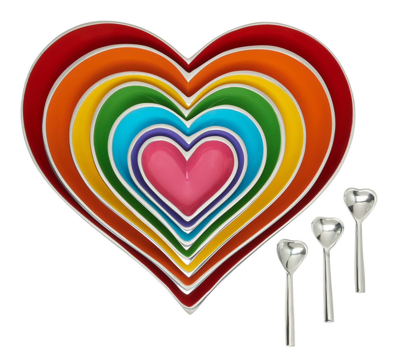 7 Hearts Set with 3 Heart Spoons - Rainbow