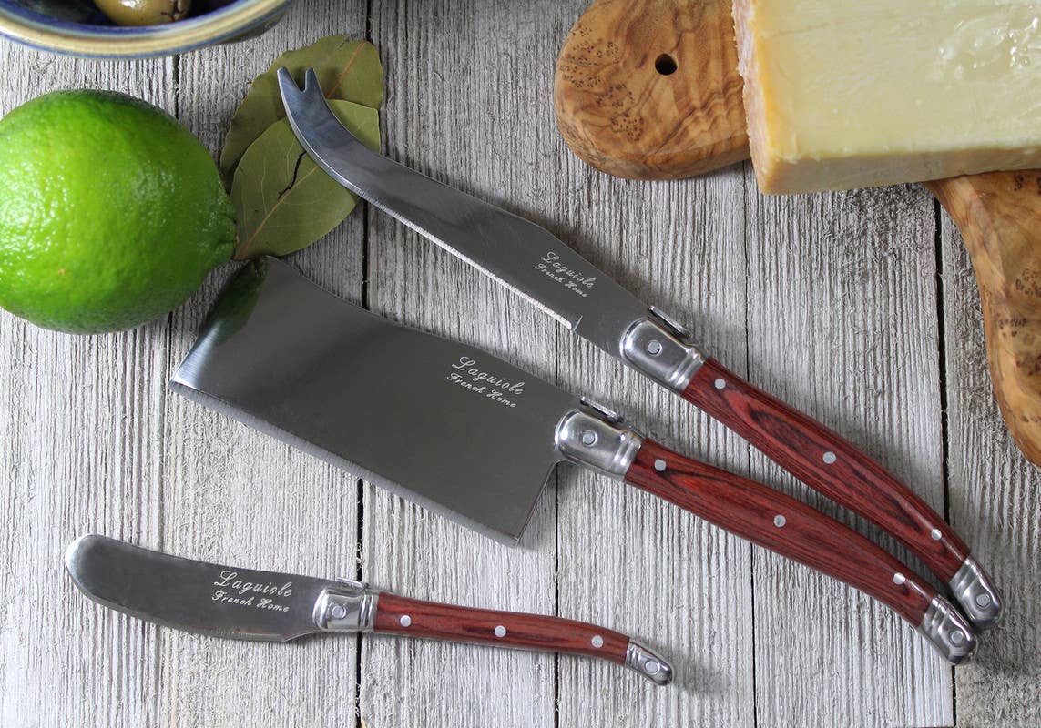 French Cheese Knife Set, 3 Piece, Pakkawood