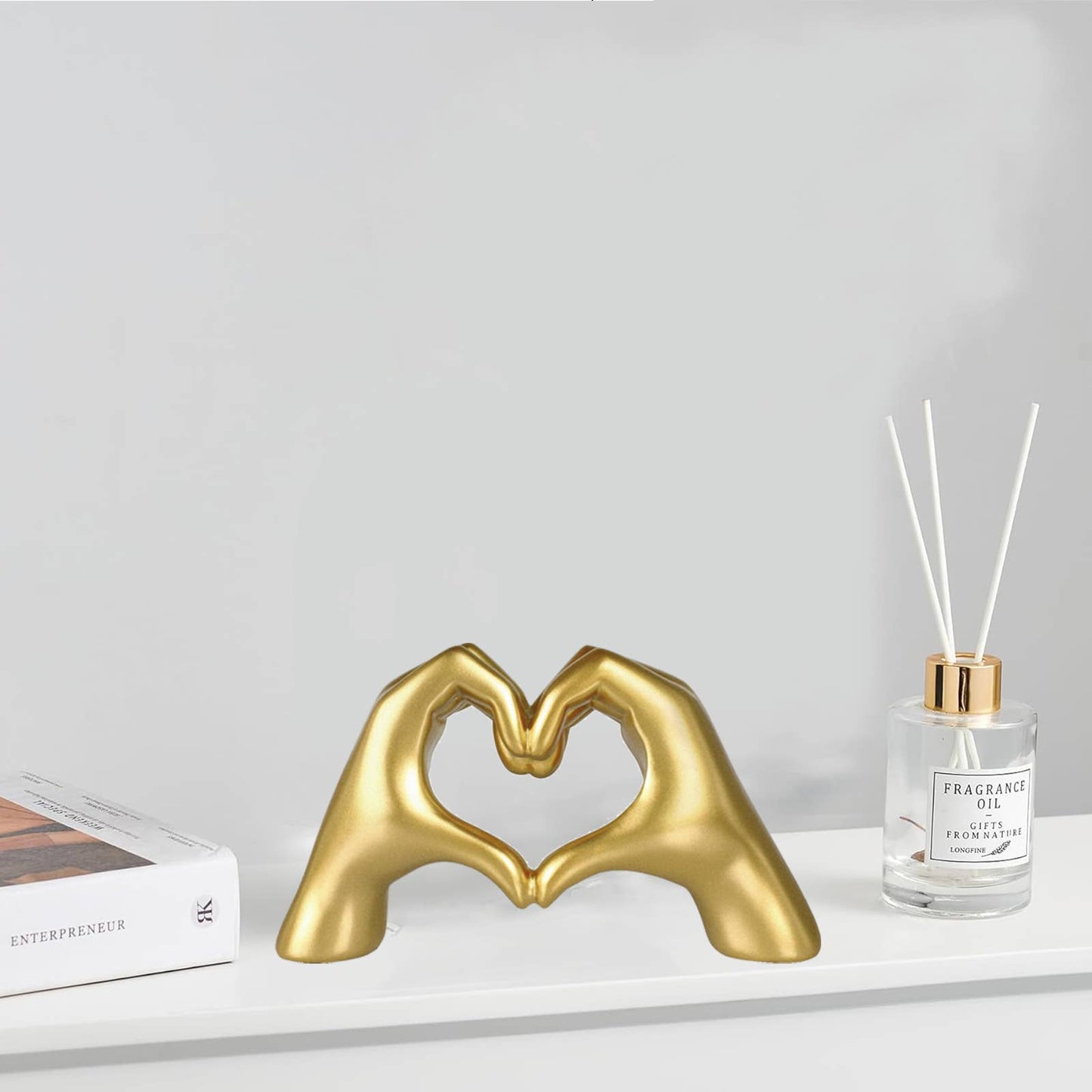 Heart Hand Sculpture, Love Gesture Statue, Home Decor Accent