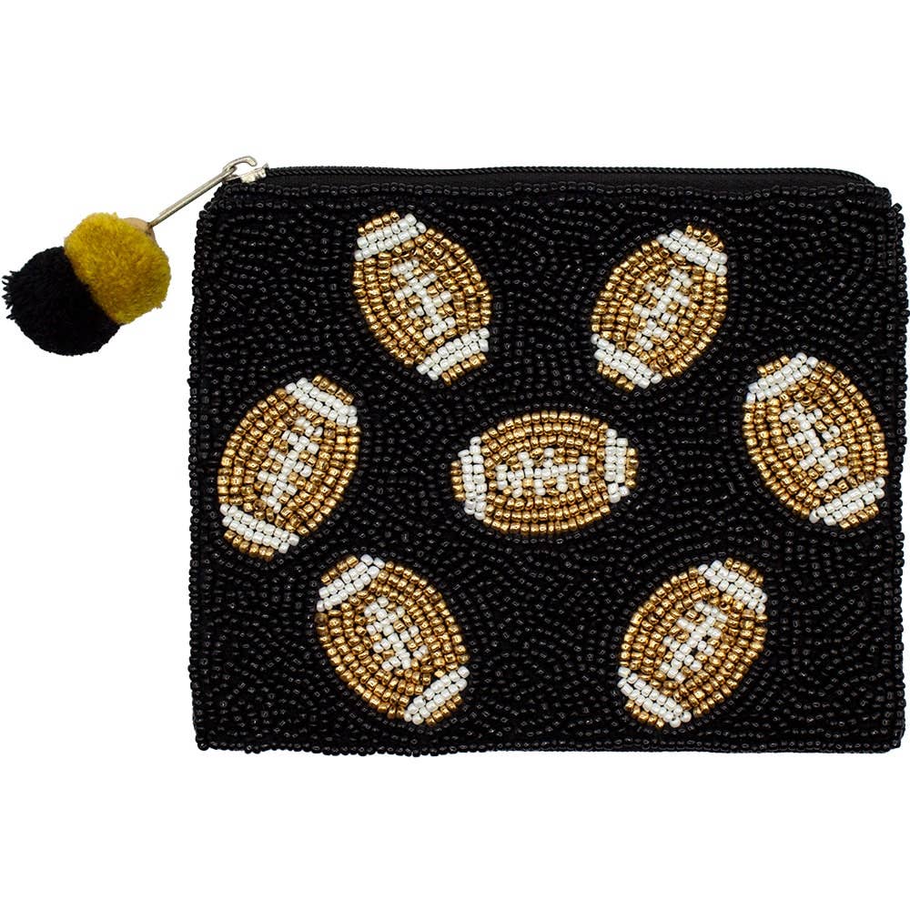 Spirited Football Beaded Coin Pouch