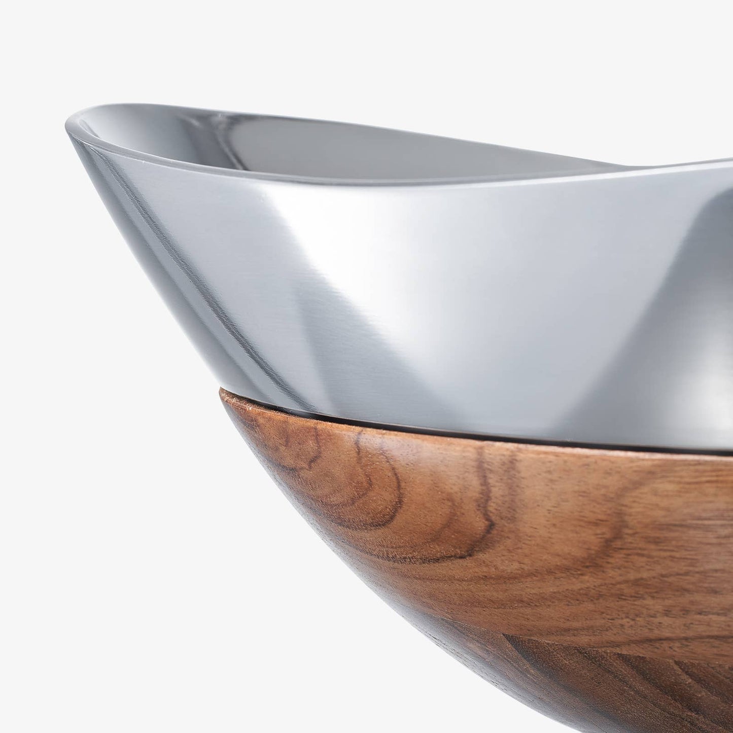 Decorative Acacia Wood & Silver Serving Bowl With Two Server