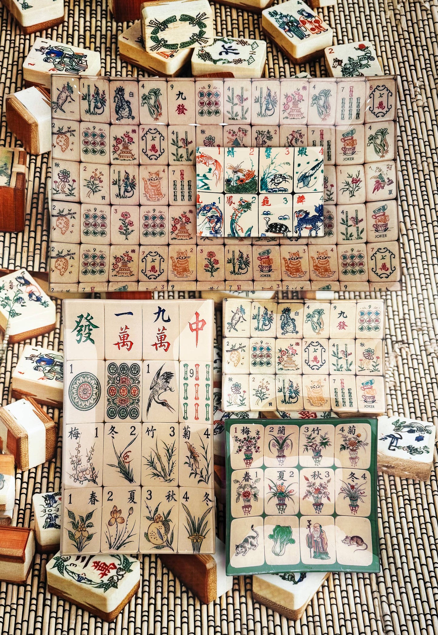 Mahjong Decoupage Glass Tray