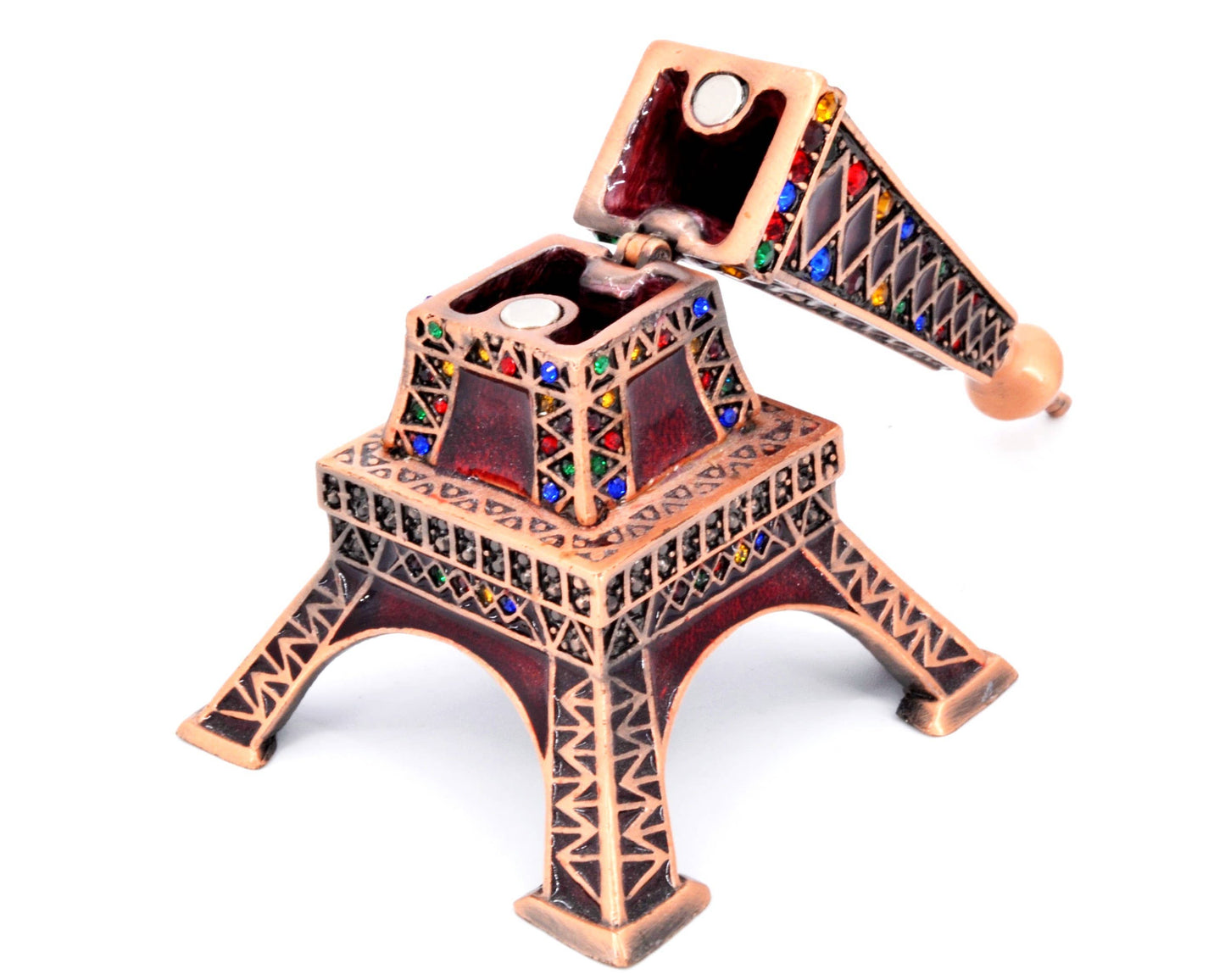 Handmade Eiffel Tower Trinket Box with Austrian Crystals.