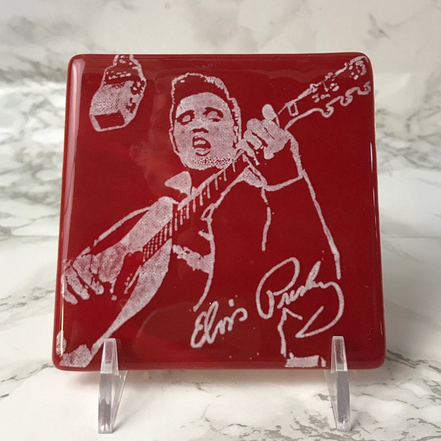 Elvis (Young) Fused Glass 4" Single Coaster