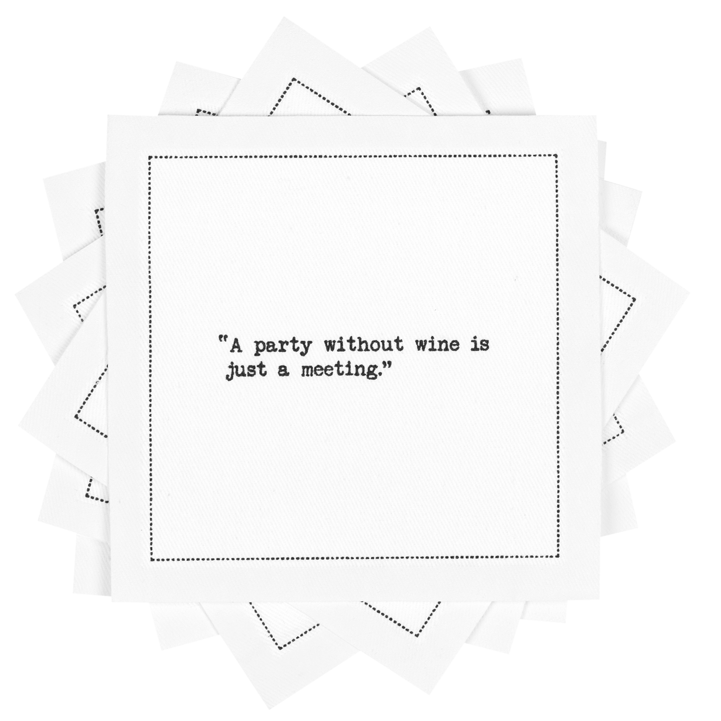Wine Quotes - White Cotton Cocktail Napkins x 50