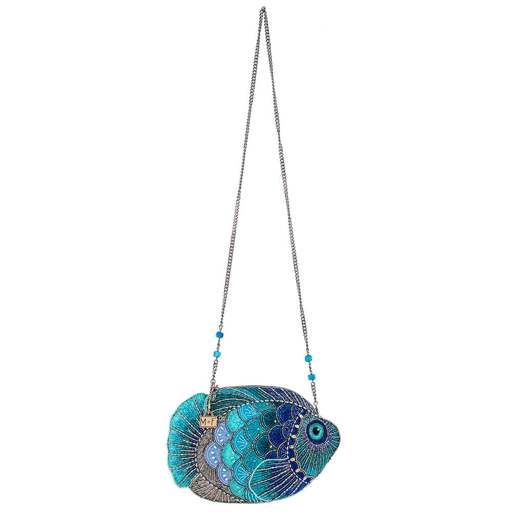 Gone Fishing Beaded Fish Multi Color Crossbody Handbag