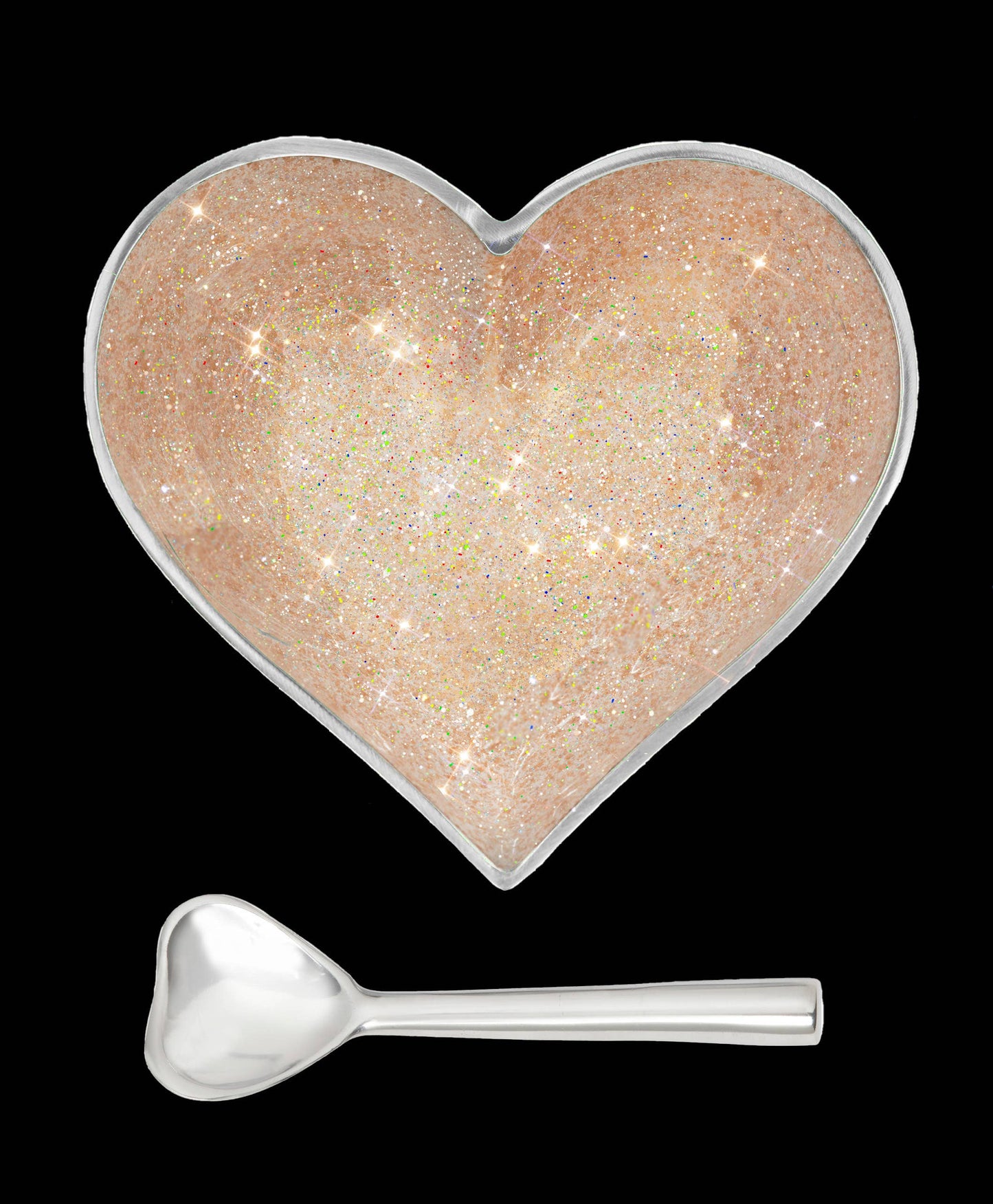 Happy Sparkly Gold Heart with Heart Spoon
