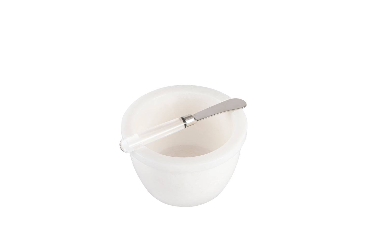 White Swirl Acrylic Deligance Resin Bowls with Spreader