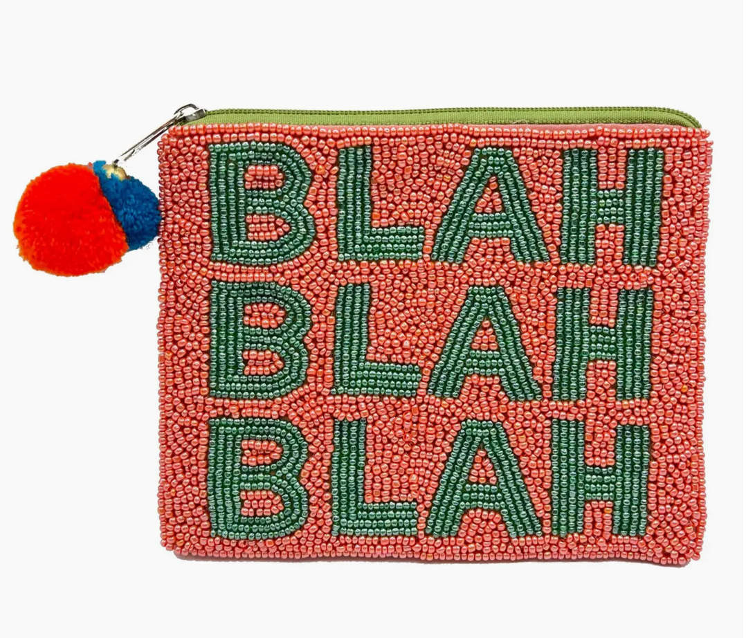 Blah Blah Blah Beaded Coin Purse