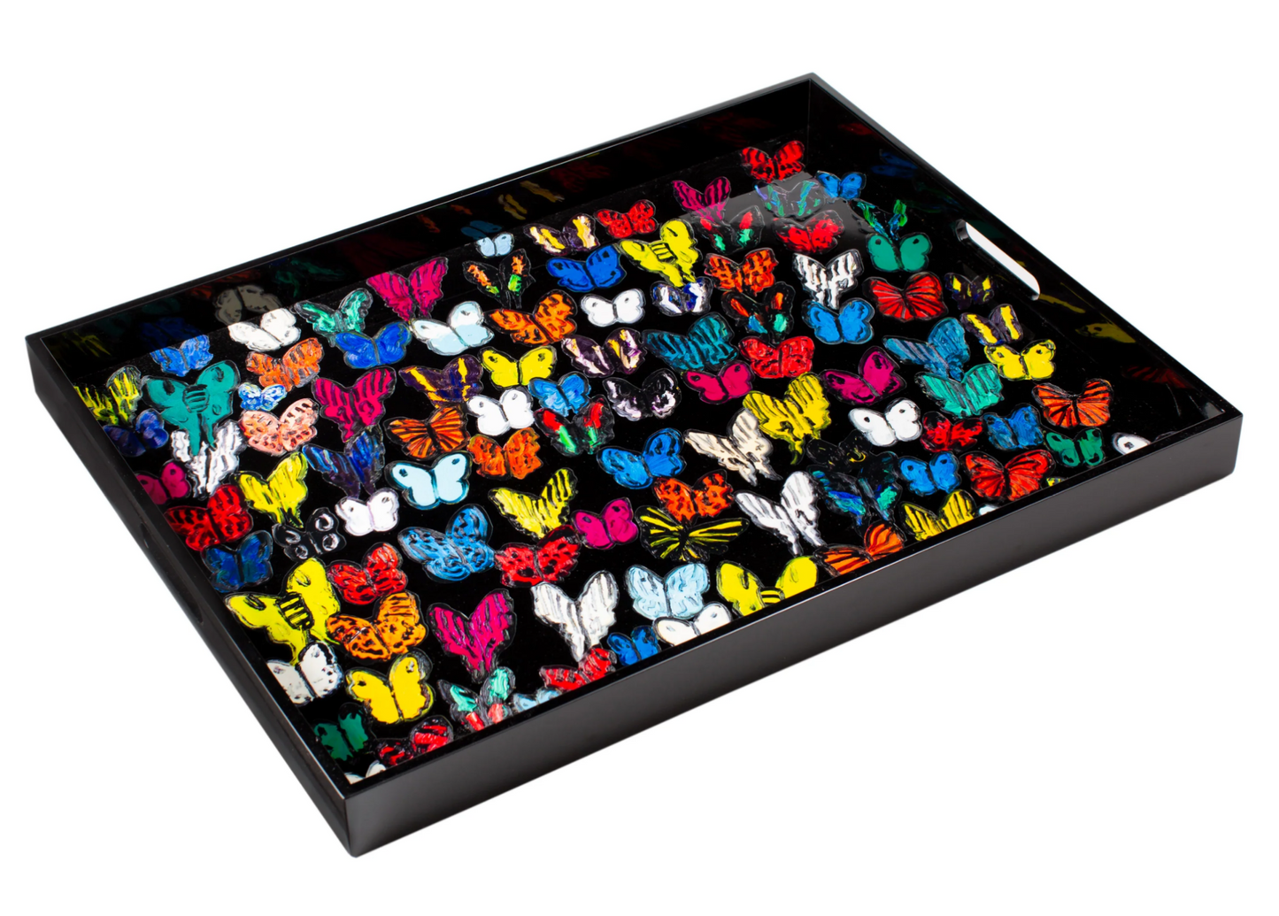 Butterflies in Flight Large Lacquer Tray by Hunt Slonem