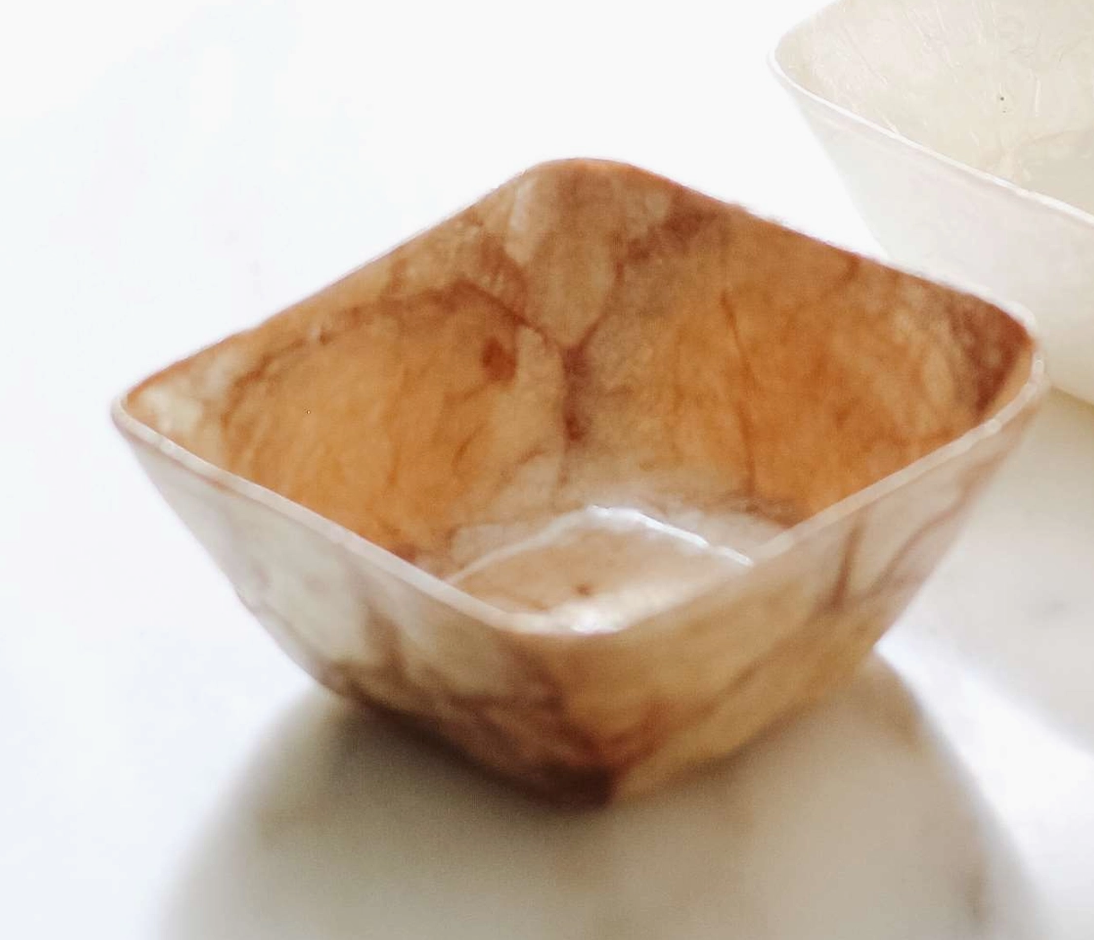 3.5” x 3.5” Square Capiz Bowl - Natural or Gold