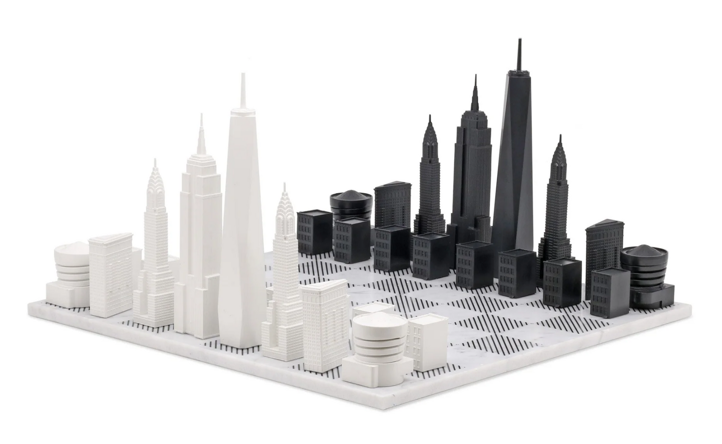 Chess Set NEW YORK Edition with Marble Hatch Board