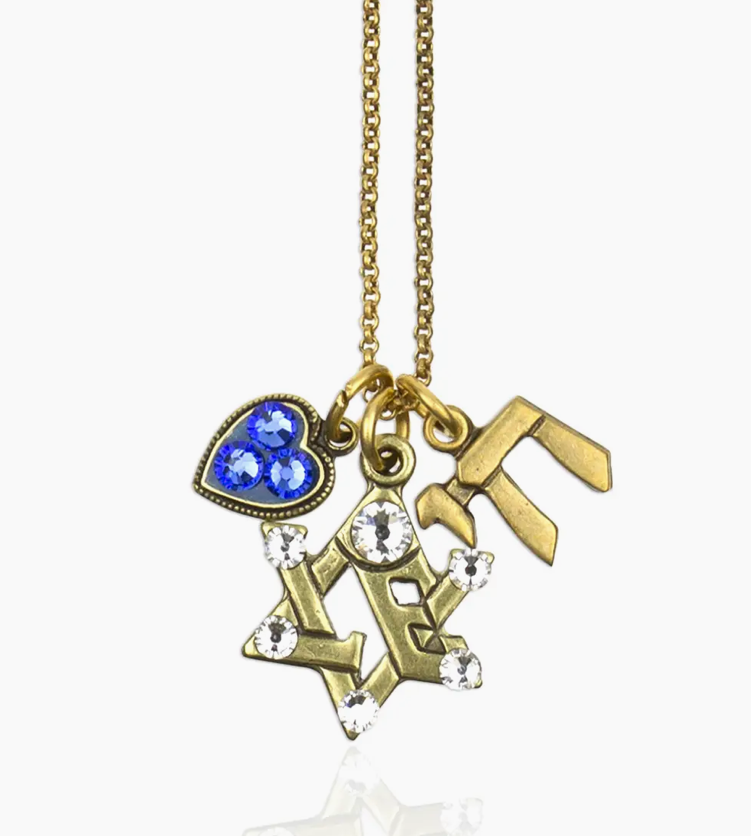 Crystal Judaica Charm Necklace