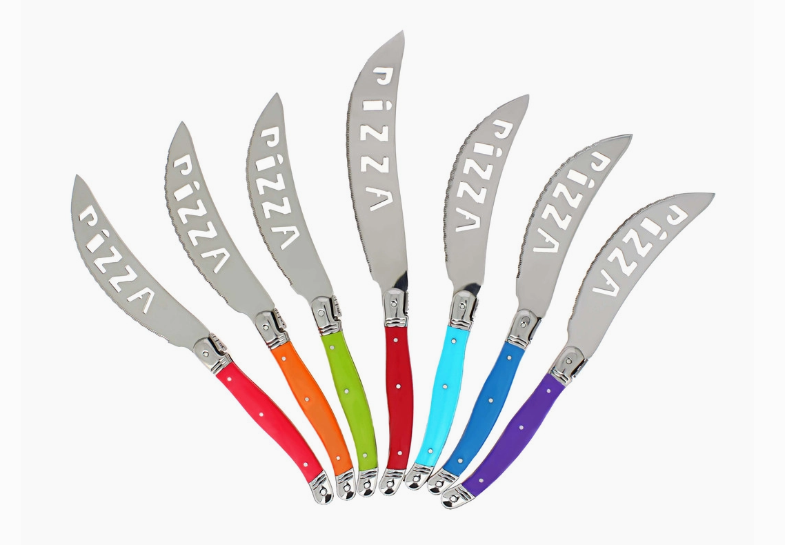 French 7 Piece Pizza Knife Set, Rainbow Colors
