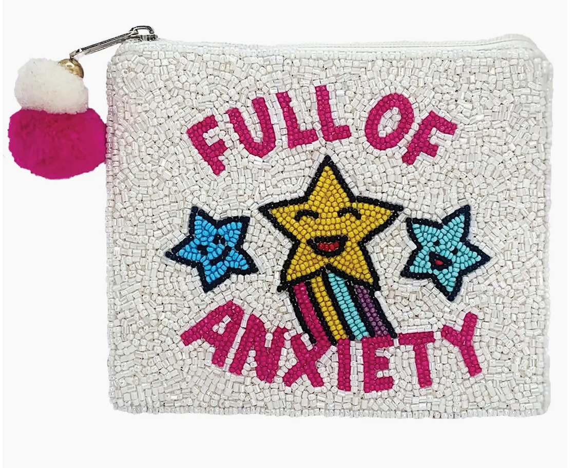 Full of Anxiety Beaded Coin Purse