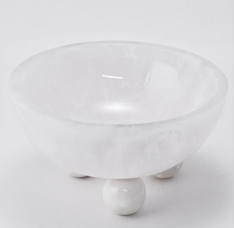 White Swirl Resin Bowl with Balls
