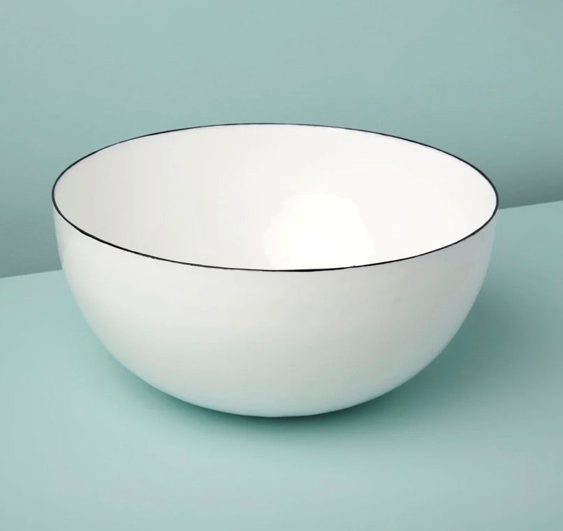 White Harlow Bowl in Stainless and Enamel