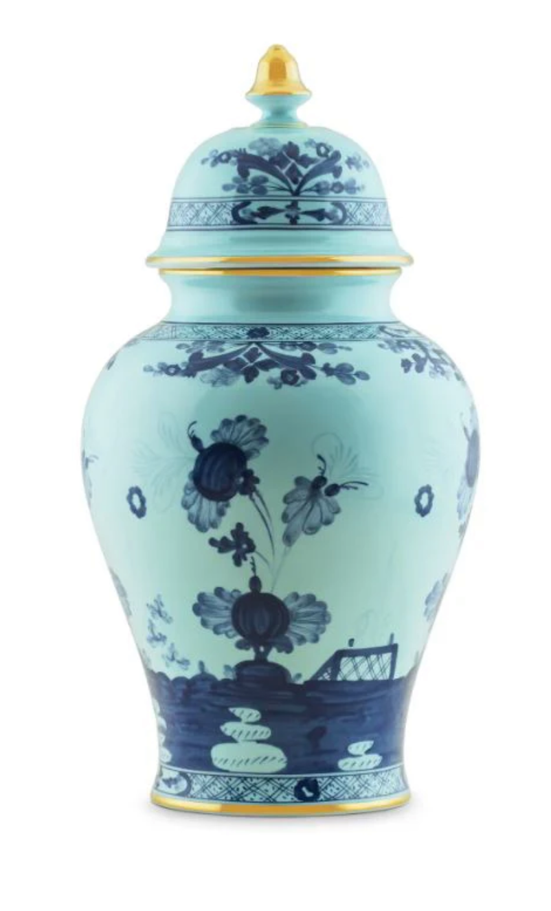 Ginori Oriente Italiano 15" Iris Potiche Vase with Cover