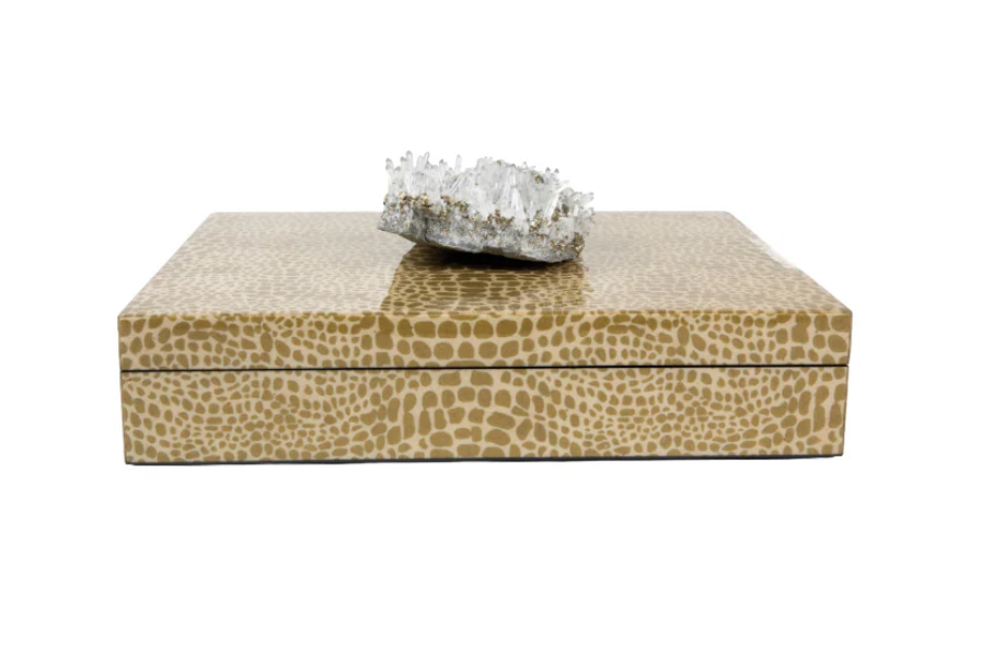Gold Croc Lacquered Rectangular Box with Quartz