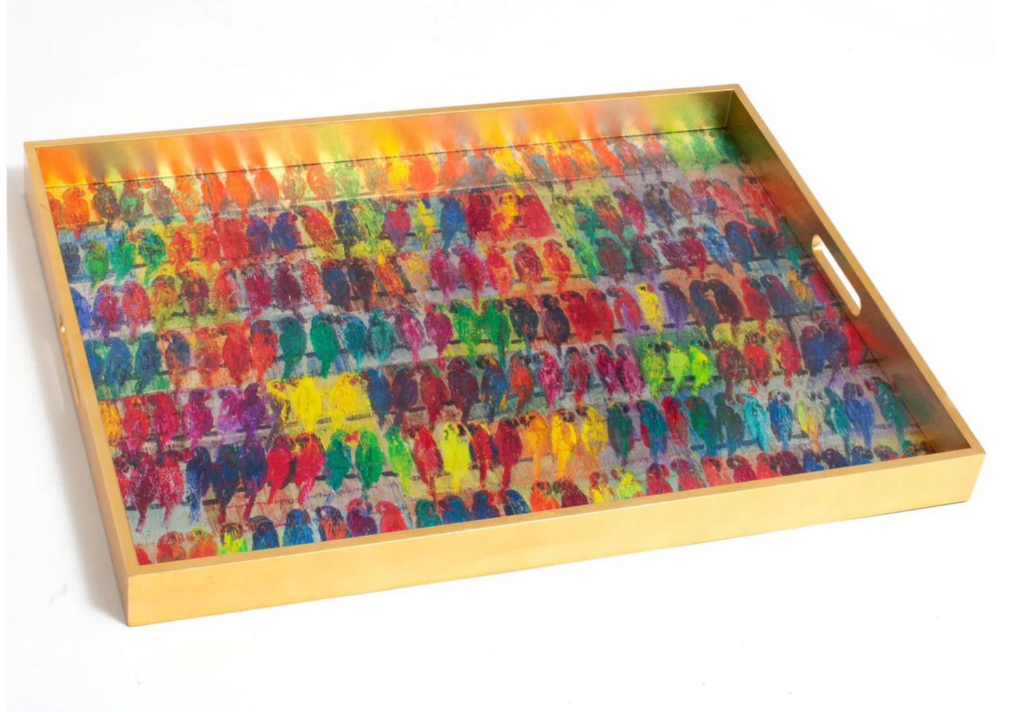 Rainbow Lories (Birds) Large Lacquer Tray by Hunt Slonem