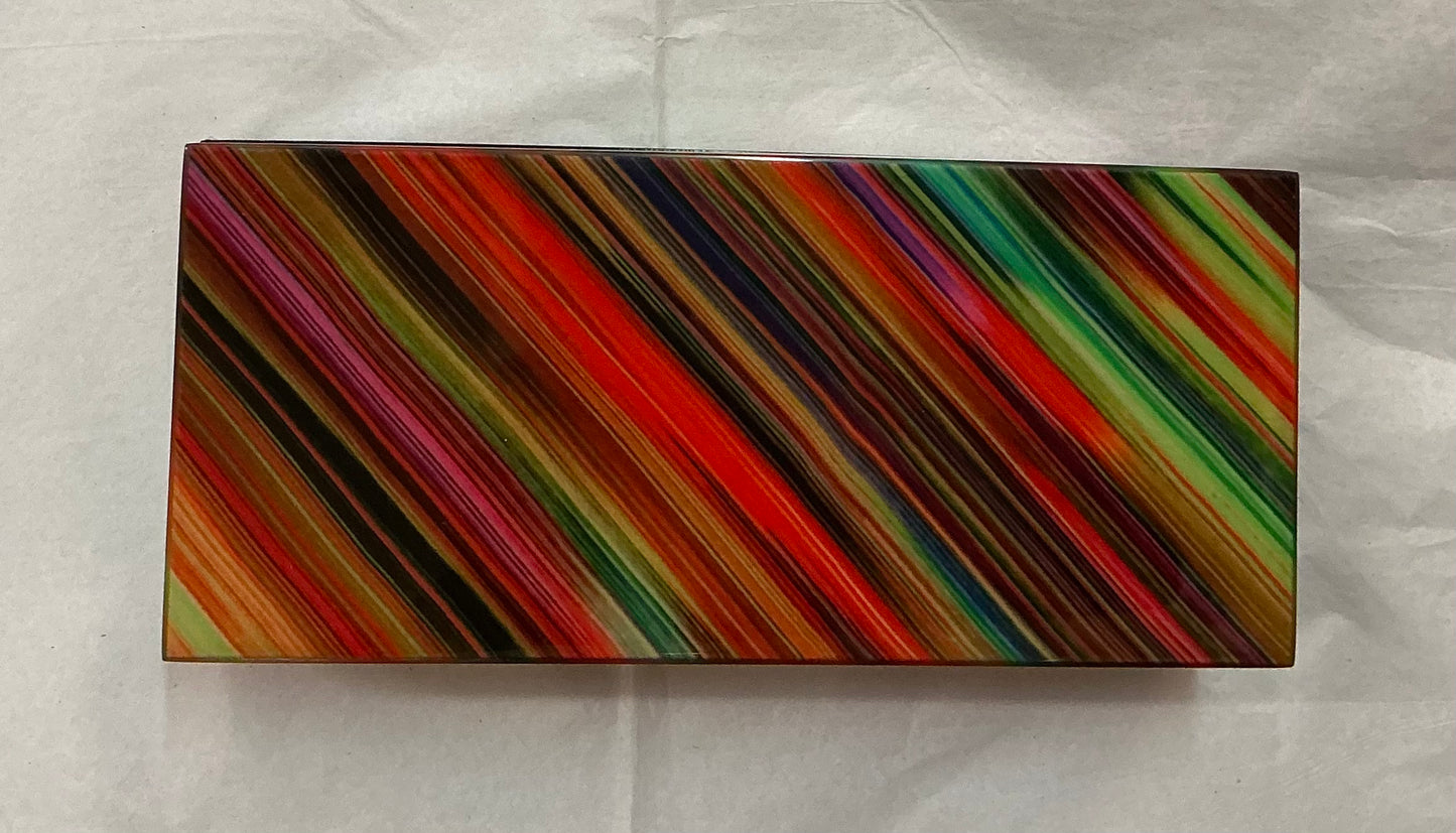 Red Striped Lacquered Rectangular Box