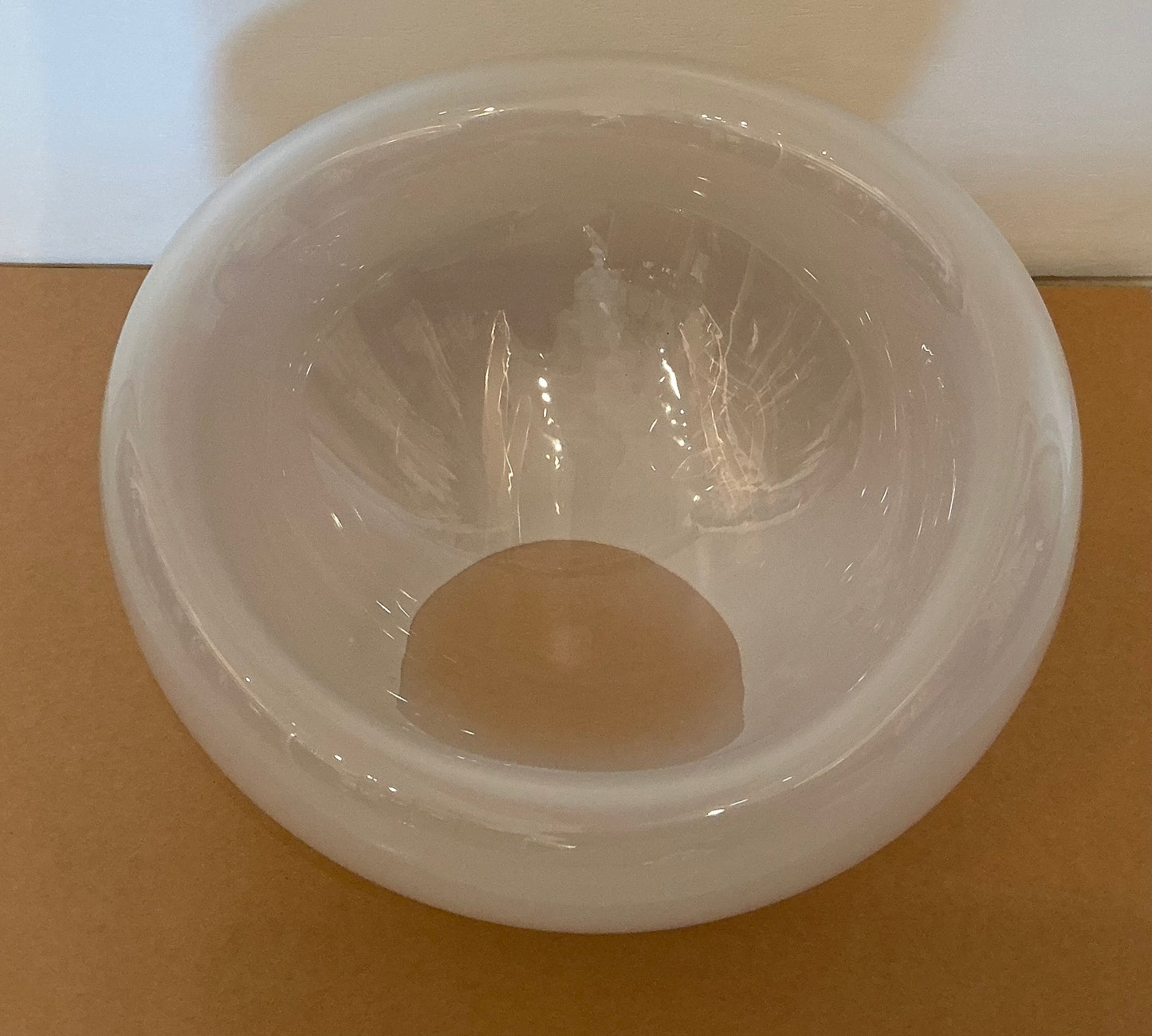 Caldera 7” x 10” in Hand-Blown Glass Bowl in Opal White by Andrew Madvin